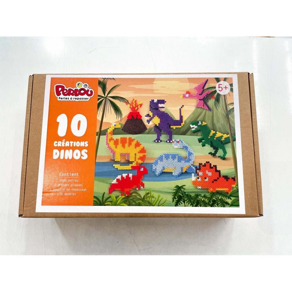 Coffret Perlou dinosaures avec 3000 perles à repasser