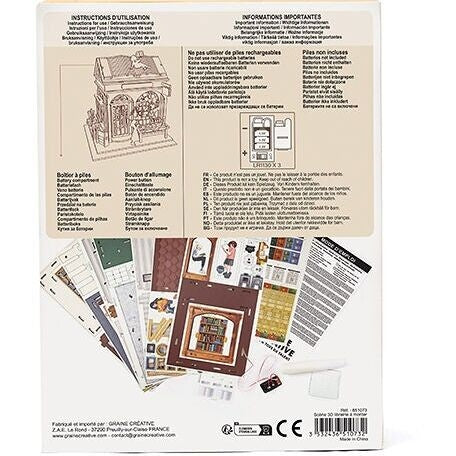 Maquette 3D Bois Vitrine Book Store – Librairie Miniature Lumineuse DIY GRAINE CREATIVE