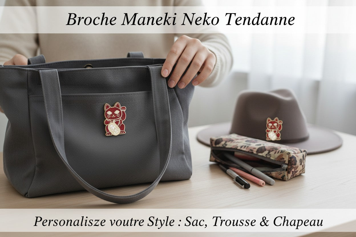 Pin’s Maneki Neko doré – Chat porte-bonheur japonais émaillé studio inktvis