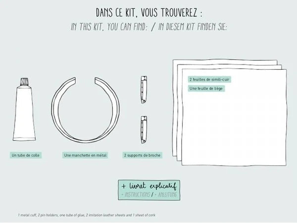 Broches décoratives réalisées avec le kit DIY géométrique