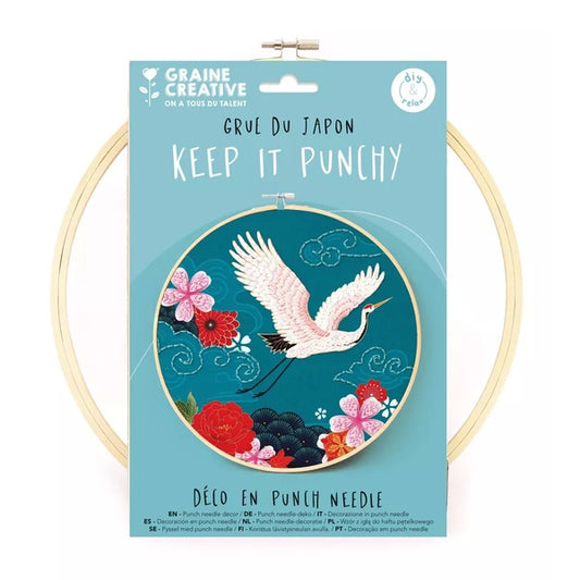 Kit Punch Needle Grue du Japon – Broderie Japonaise DIY 25 cm GRAINE CREATIVE