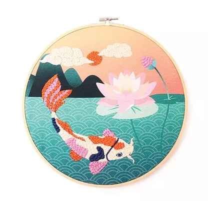 Kit Punch Needle Carpe Koï Ø25 cm – Broderie Relief DIY GRAINE CREATIVE