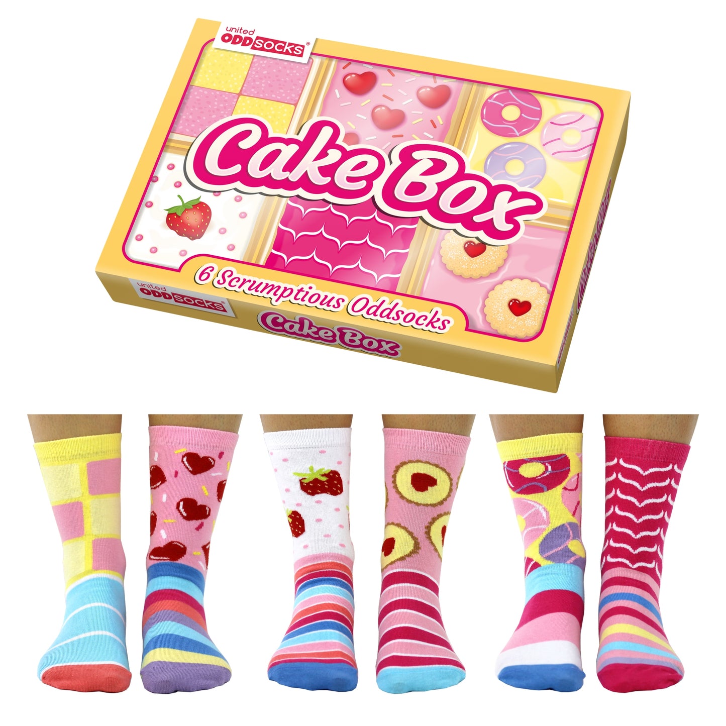 UNITED ODDSOCKS - CAKE BOX COFFRET CADEAU ADULTE DE 6 CHAUSSETTES EUR 37-42 United Oddsocks