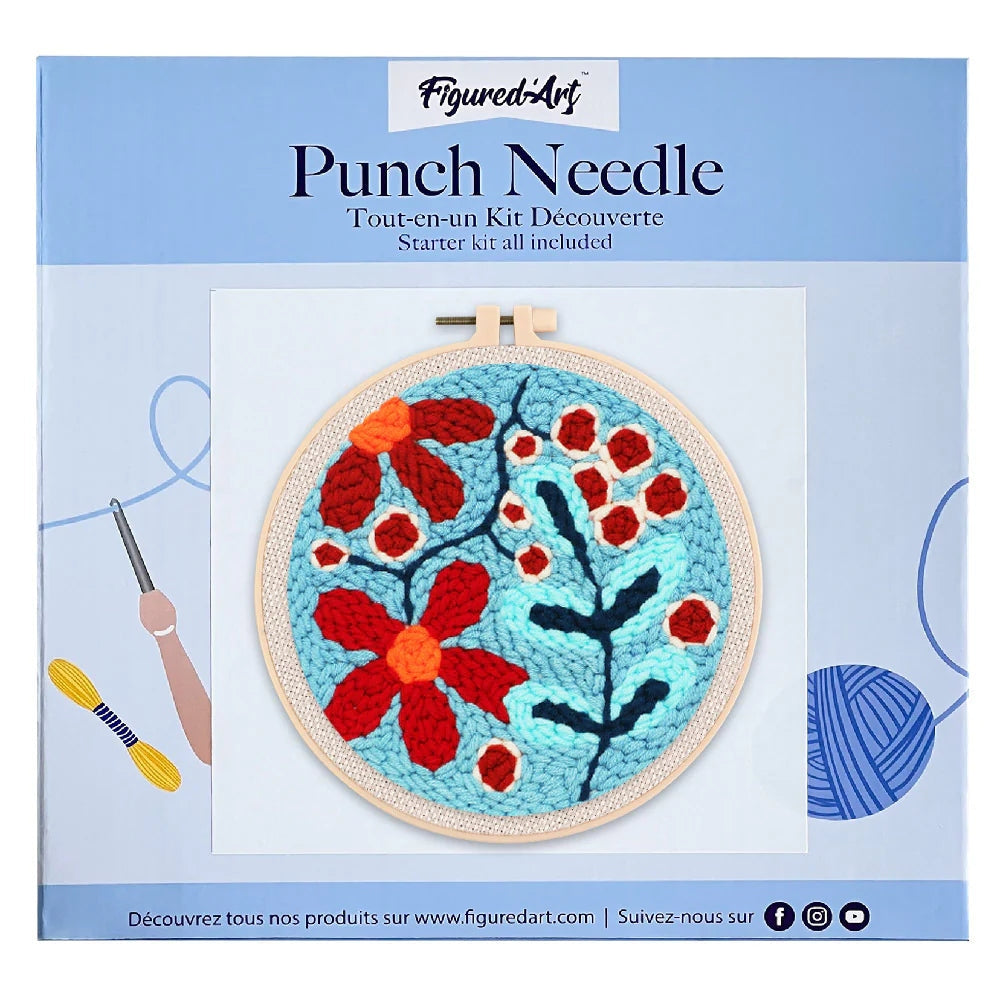 DIY Punch Needle Kit Red Flower Explosion