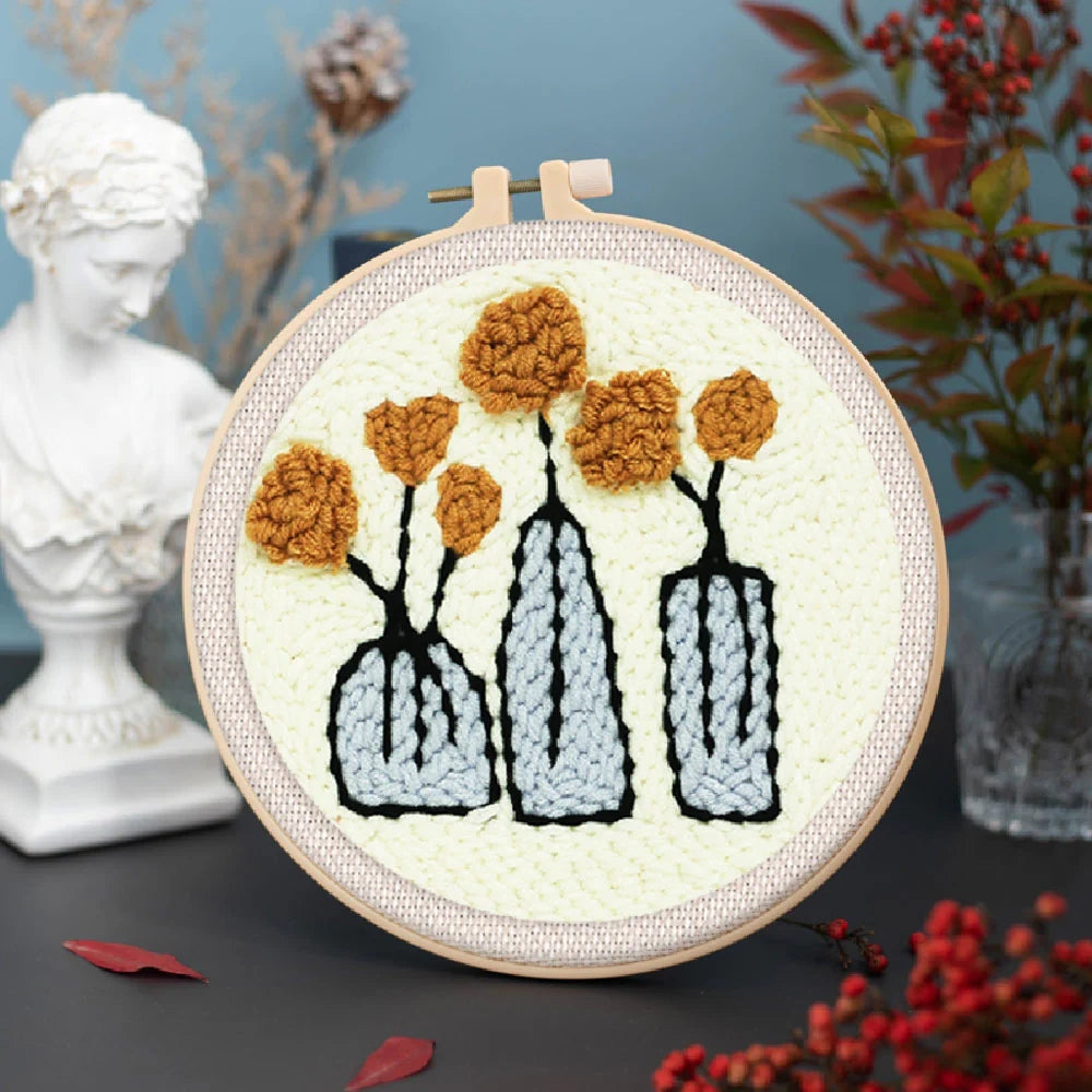 Punch Needle Blumen und Vasen