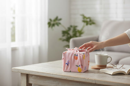 Furoshiki Fruits en coton – Emballage cadeau zéro déchet (4 tailles) Machatatelier