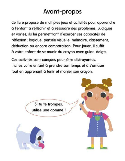 Pages intérieures d'un cahier avec jeux éducatifs pour enfants de maternelle