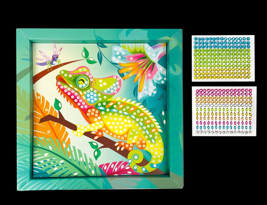 Tableau en Strass Caméléon – Kit Créatif avec Plus de 300 Strass et Cadre Artista
