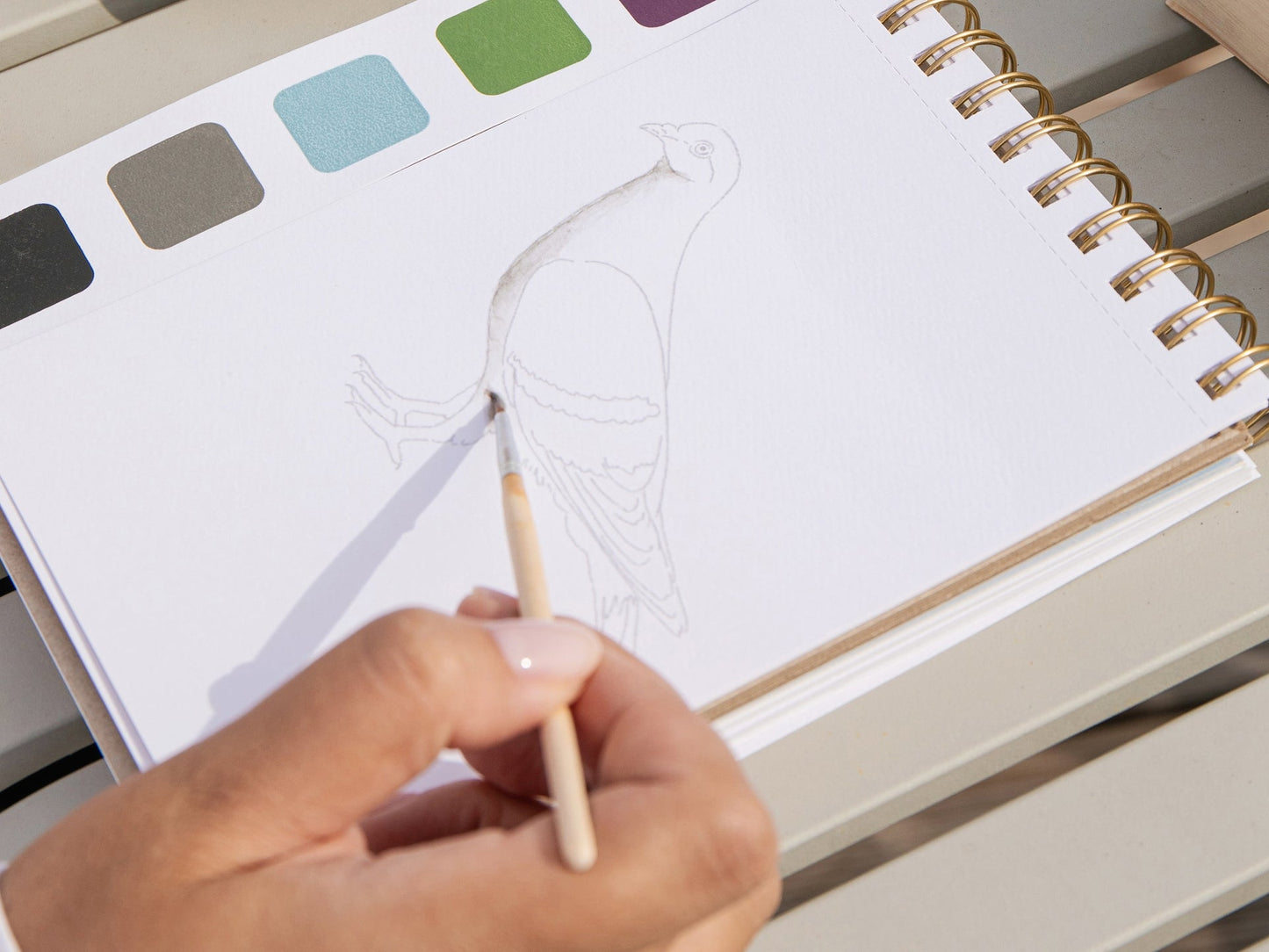 Carnet créatif nomade avec cartes aquarelle détachables