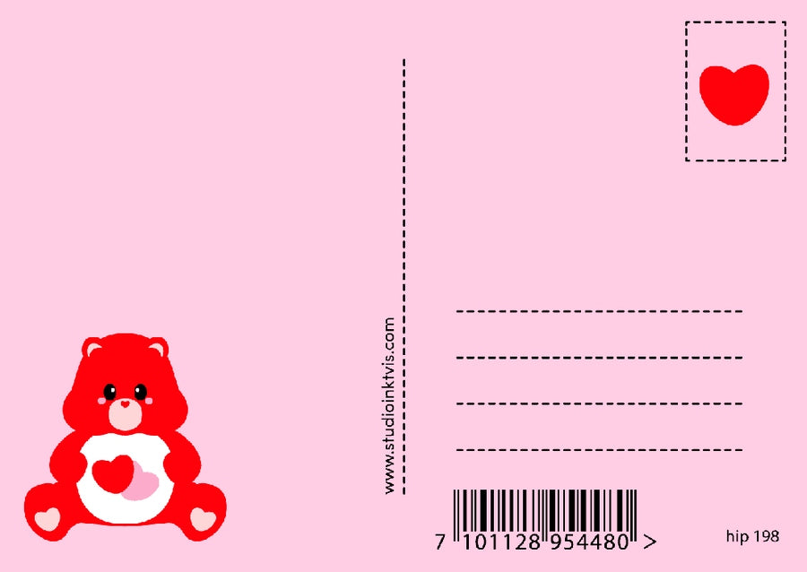Carte Bisounours Love format A6 idéale pour mariage ou message romantique