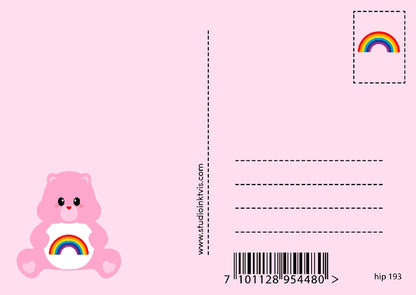 Carte postale Care Bears Amour & Arc-en-ciel – Bisounours Love & Rainbow A6 studio inktvis