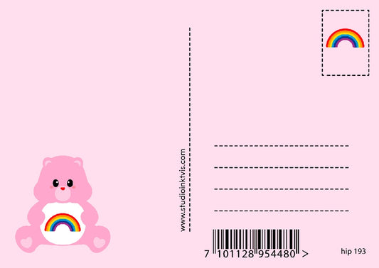 Carte postale Care Bears Amour & Arc-en-ciel – Bisounours Love & Rainbow A6 studio inktvis
