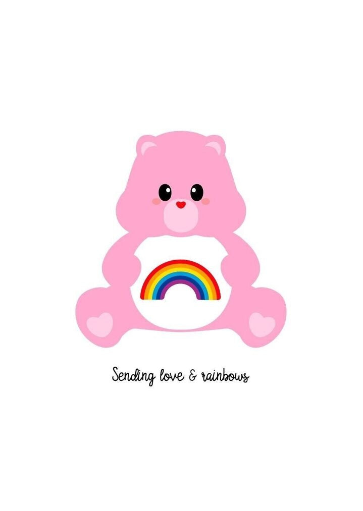 Carte postale Care Bears Amour & Arc-en-ciel – Bisounours Love & Rainbow A6 studio inktvis