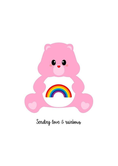 Carte postale Care Bears Amour & Arc-en-ciel – Bisounours Love & Rainbow A6 studio inktvis