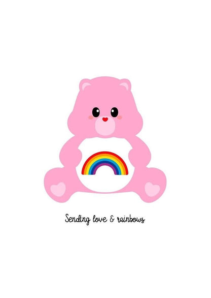 Carte postale Care Bears Amour & Arc-en-ciel – Bisounours Love & Rainbow A6 studio inktvis