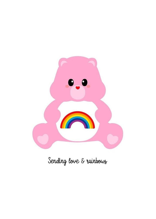 Carte postale Care Bears Amour & Arc-en-ciel – Bisounours Love & Rainbow A6 studio inktvis