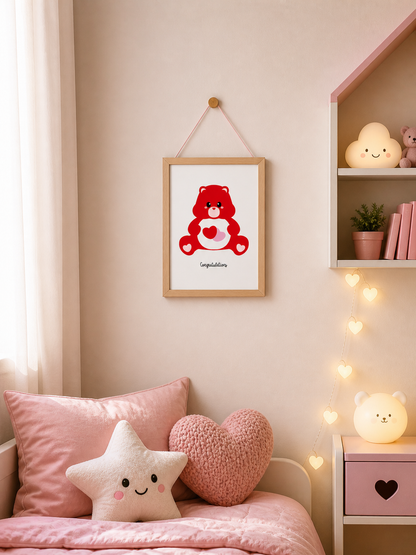 Carte Bisounours décorative à encadrer dans une chambre.