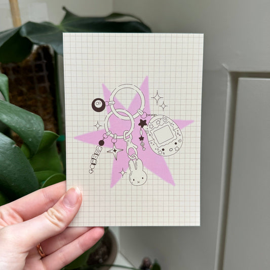 Carte Postale Porte-Clé Kawaii – Carte Décorative A6 Illustrée Liviaa.studio