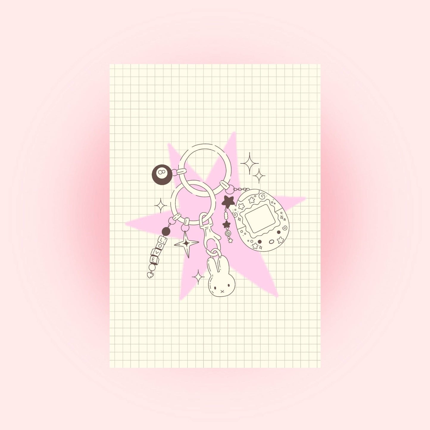 Carte Postale Porte-Clé Kawaii – Carte Décorative A6 Illustrée Liviaa.studio