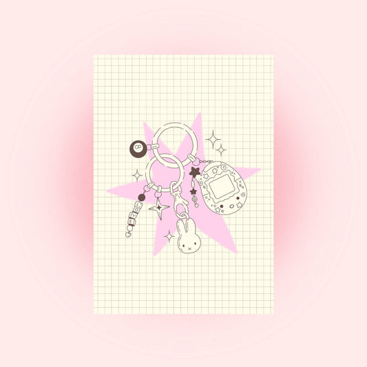 Carte Postale Porte-Clé Kawaii – Carte Décorative A6 Illustrée Liviaa.studio