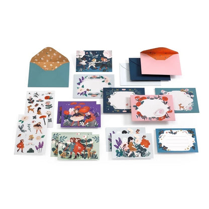 Cartes illustrées avec fleurs, nature et copines du jardin