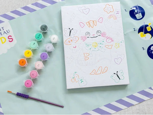 Illustration Maneki Neko kawaii à peindre pour enfant
