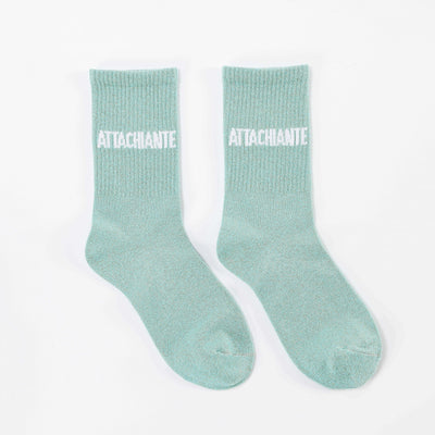 Chaussettes ATTACHIANTE Verte à Paillettes – Message Fun & Tendre (36-42) JOY!