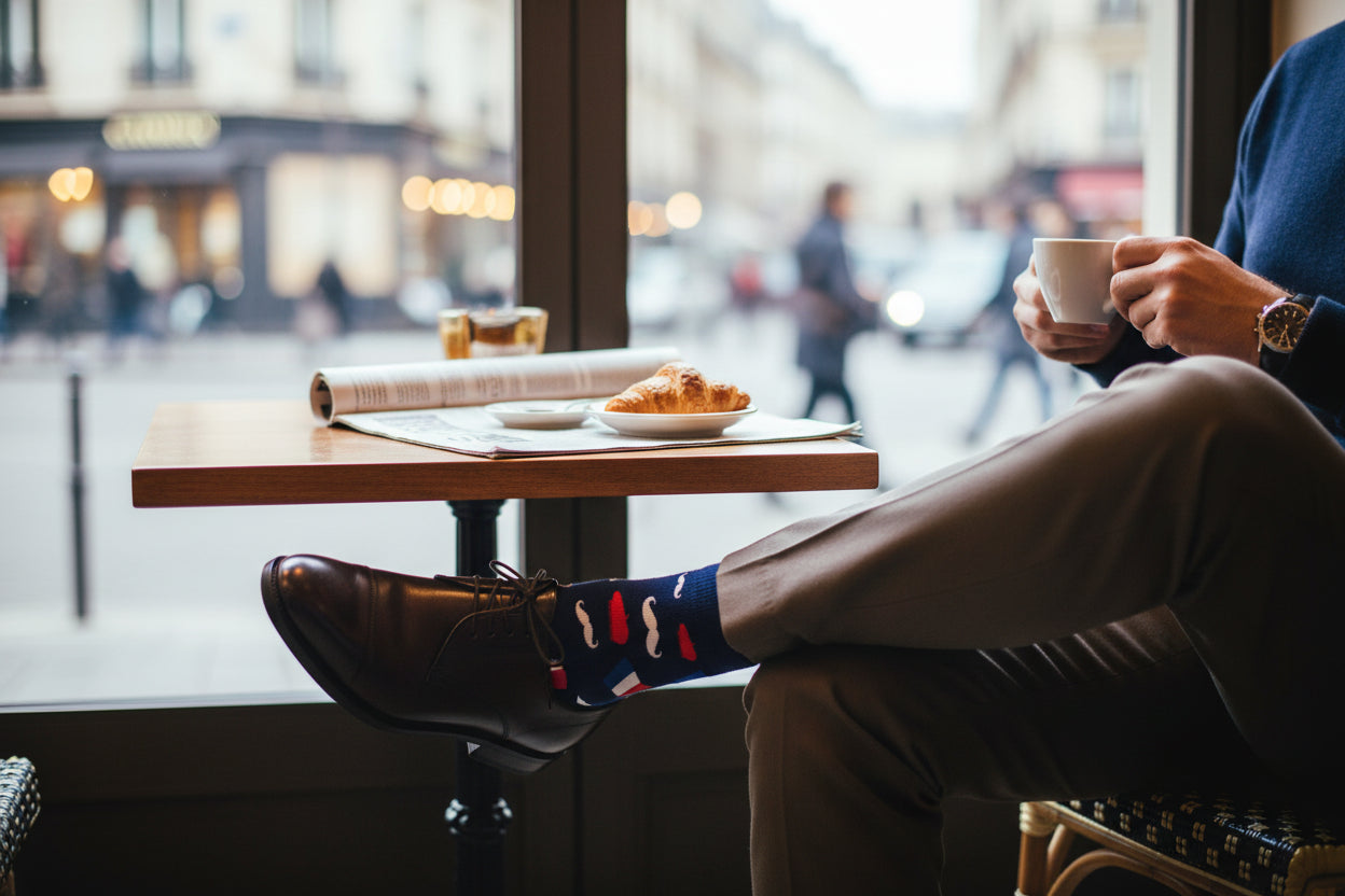 Chaussettes Humoristiques Baguette / France – Plats & Boissons Mythiques JOY!