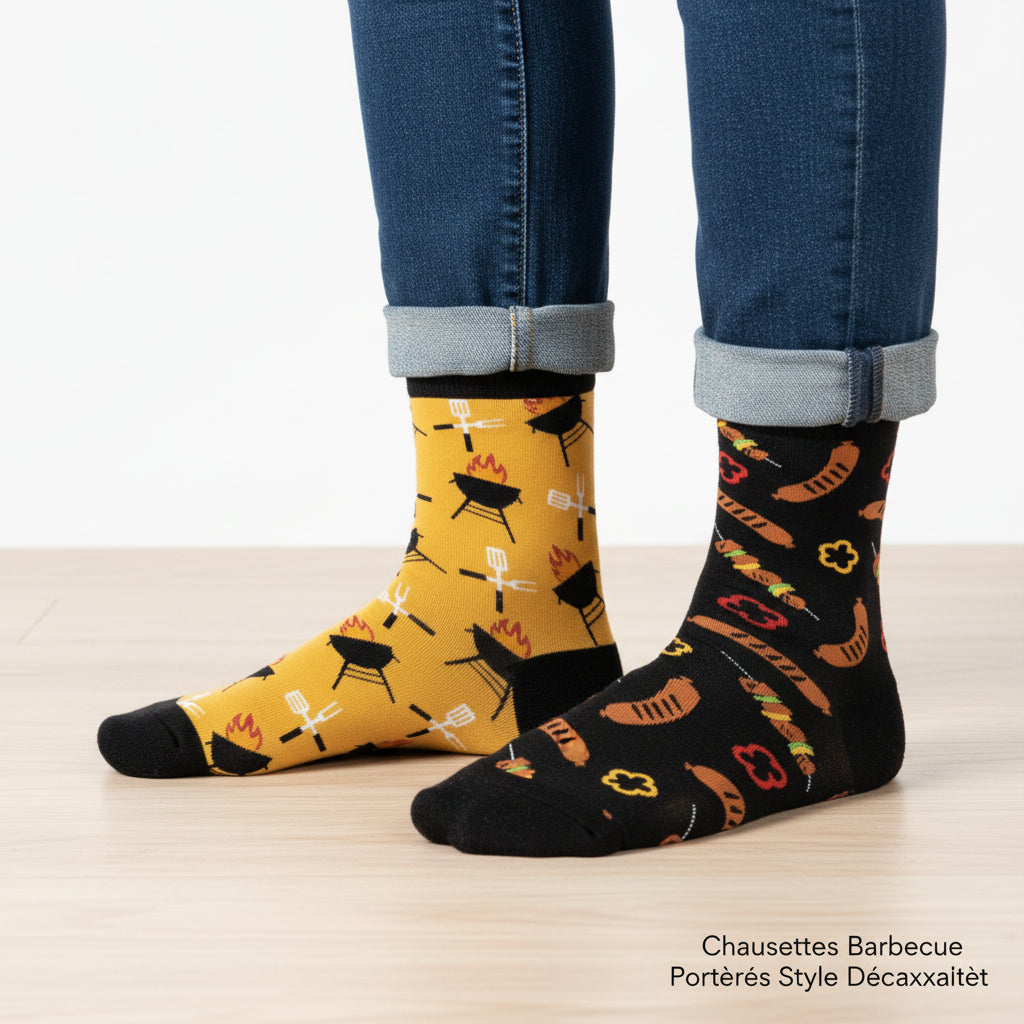 Chaussettes Humoristiques Barbecue / Saucisses – Plats & Boissons Mythiques JOY!