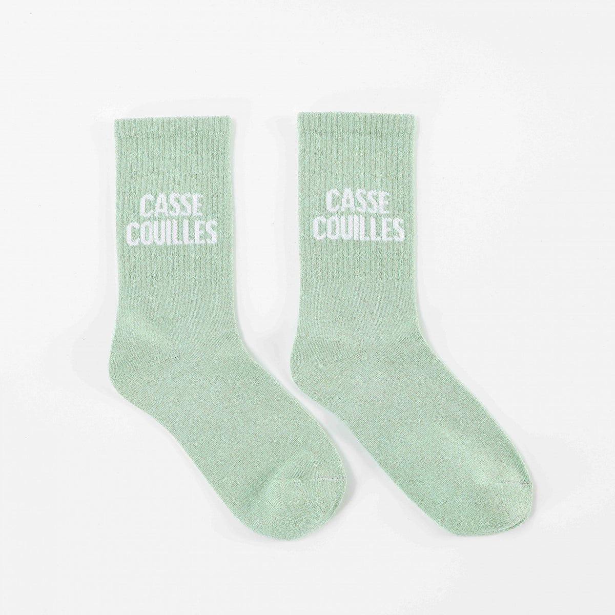 Chaussettes Fantaisie "Casse Couille" à Paillettes Vertes - Taille 36-42, Humour, Neuves Avec étiquette