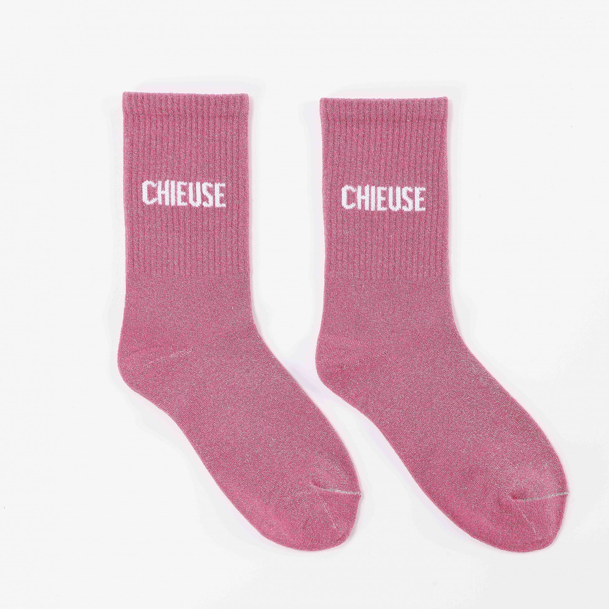 chaussettes chieuse rose paillettes femme taille 36 42