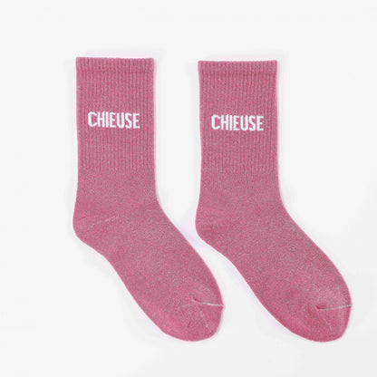 chaussettes chieuse rose paillettes femme taille 36 42