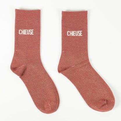 chaussettes chieuse rouge femme 36 42 paillettes