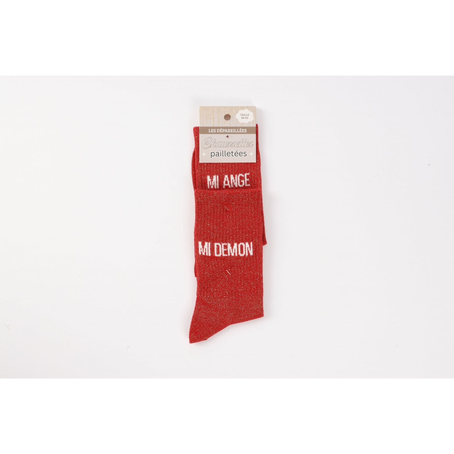 Chaussettes Dépareillées MI ANGE / MI DÉMON à Paillettes (36-42) JOY!