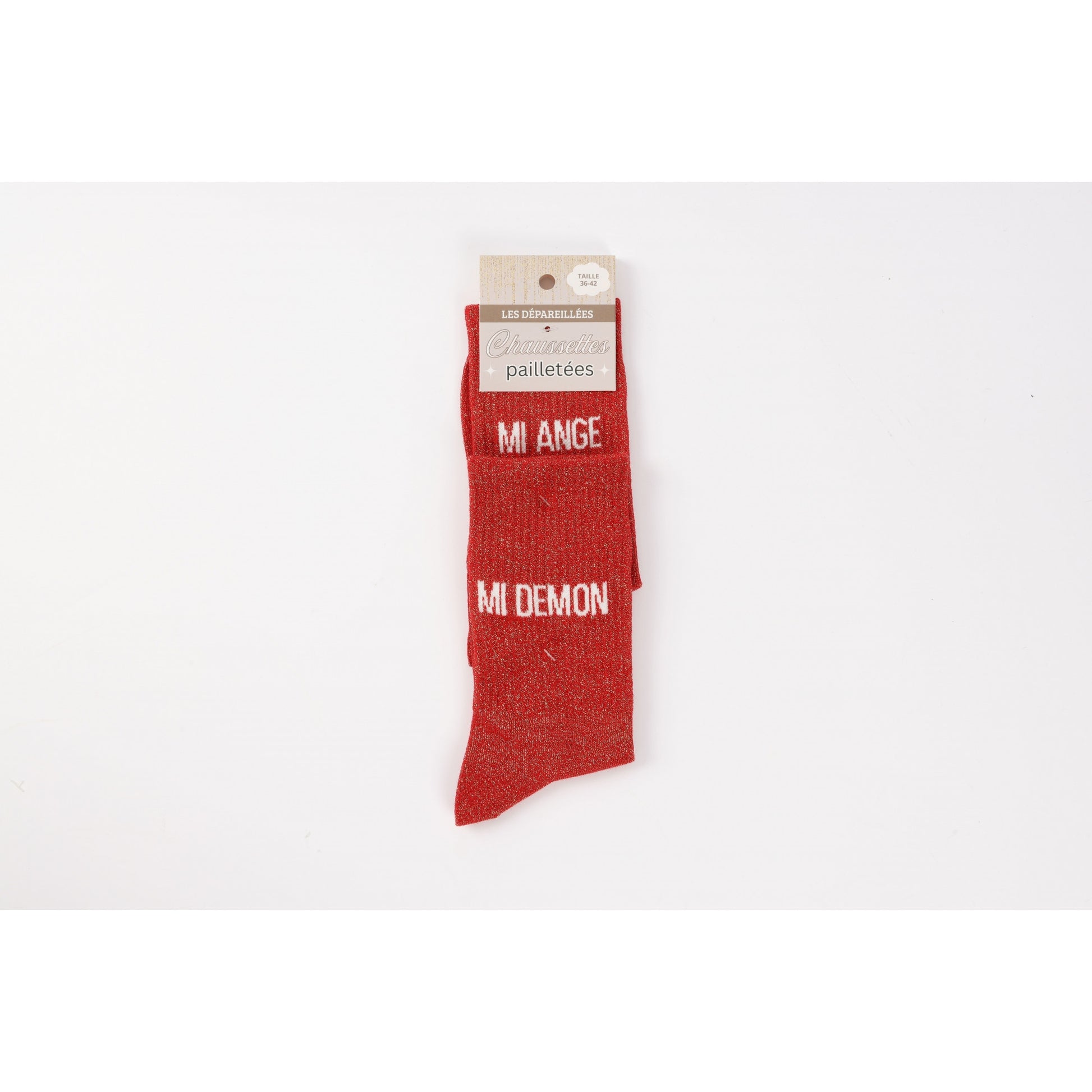 Chaussettes Dépareillées MI ANGE / MI DÉMON à Paillettes (36-42) JOY!