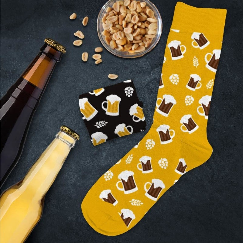Chaussettes Humoristiques Bière Blonde / Brune – Plats & Boissons Mythiques JOY!