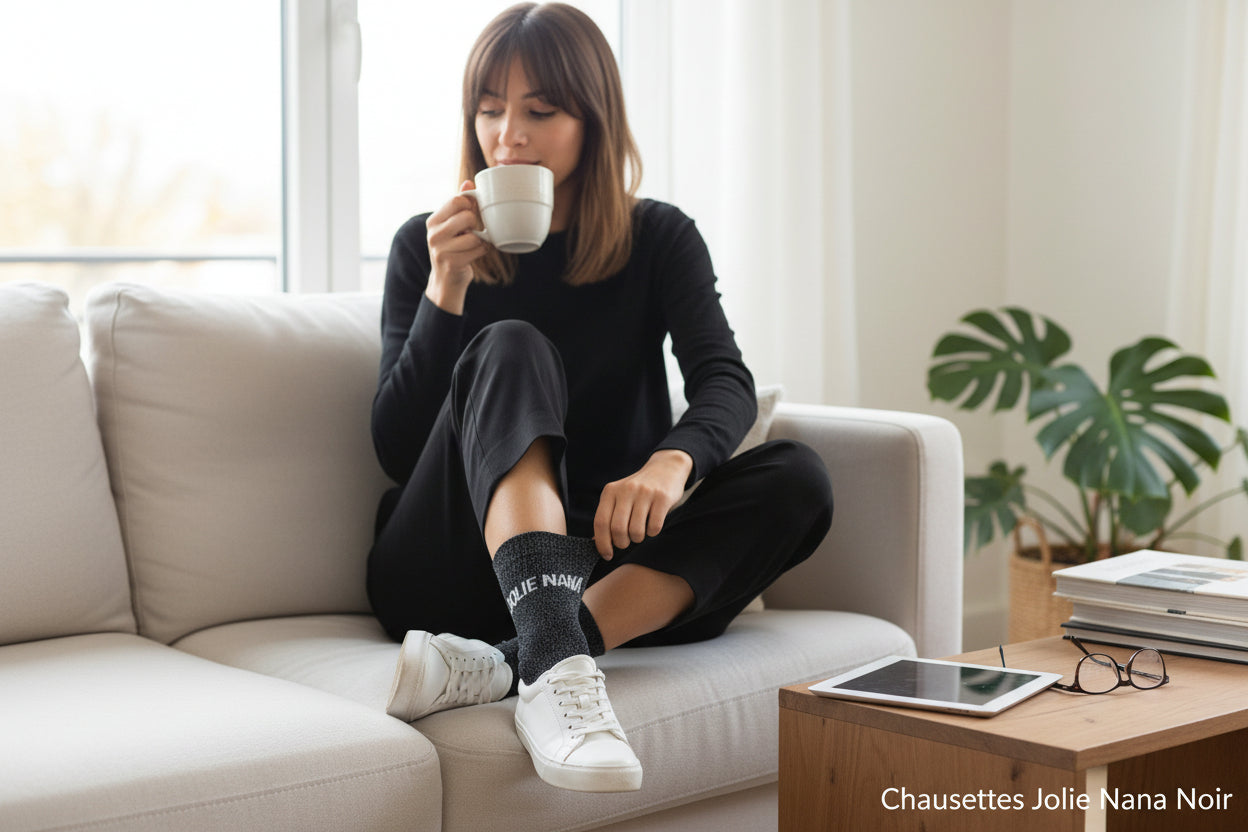 Chaussettes JOLIE NANA Noir à Paillettes – Message Chic & Fun (36-42) JOY!