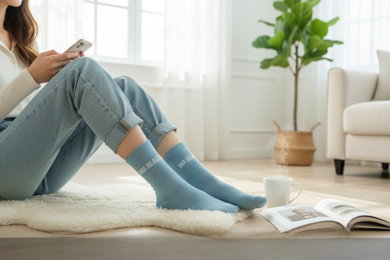 Chaussettes MA BEAUTÉ à Paillettes – Message Élégant & Tendre (36-42) JOY!