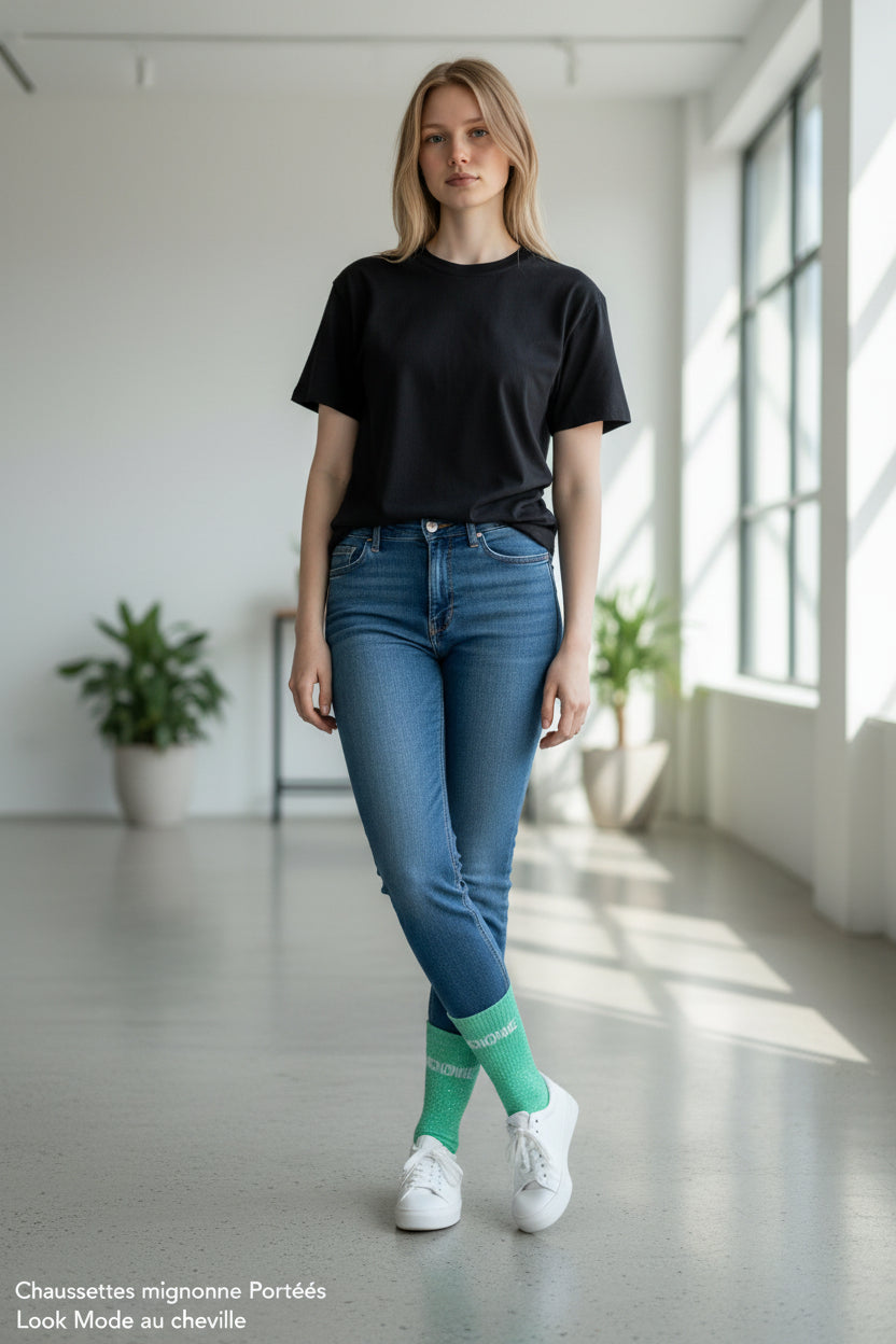 chaussettes mignonne portees look chic femme