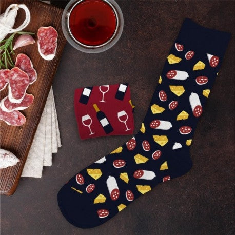 Chaussettes humoristiques Pinard Sauciflard plats et boissons mythiques taille unique