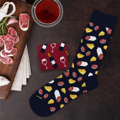 Chaussettes humoristiques Pinard Sauciflard plats et boissons mythiques taille unique