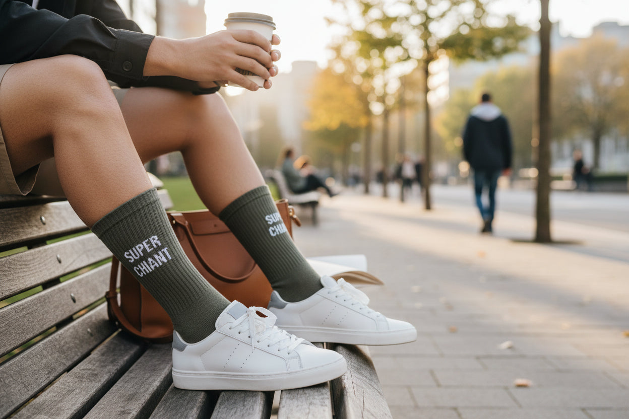 Chaussettes Humoristiques “Super Chiant” – Cadeau Fun & Décalé JOY!