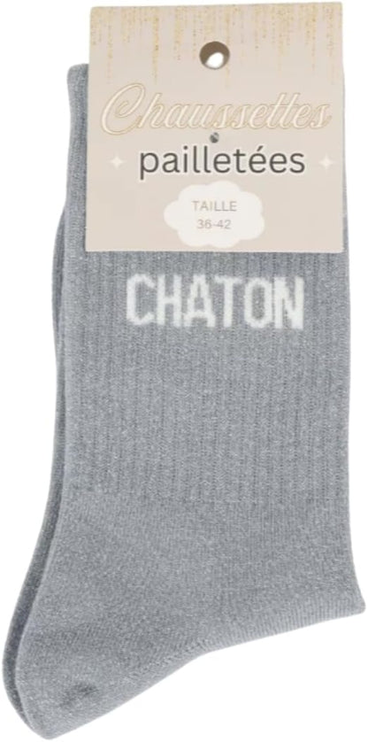 Coffret chaussettes paillettes Ma Puce Poussin Chaton – 3 paires femme JOY!