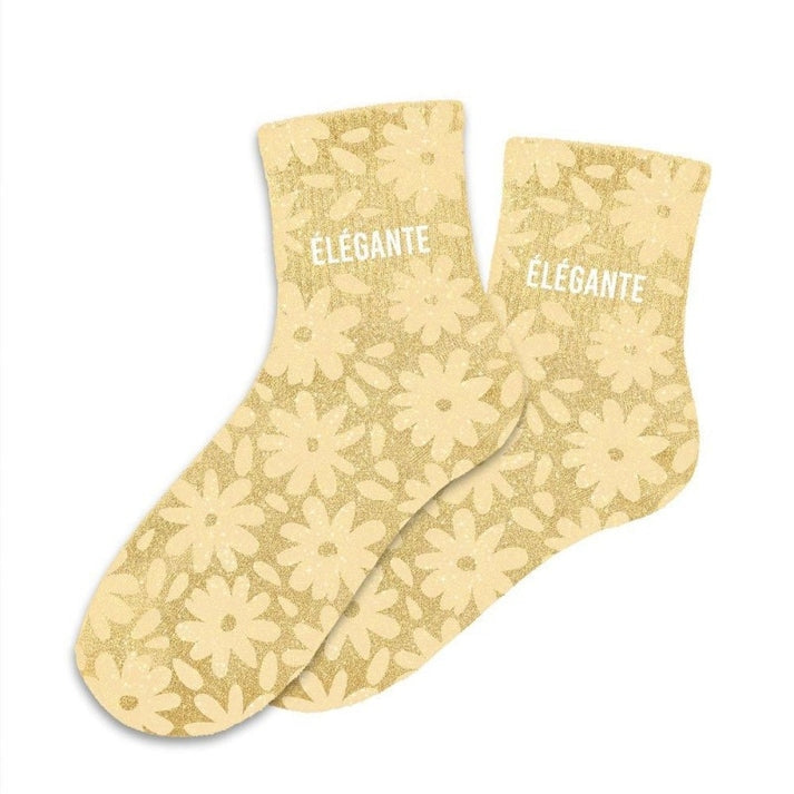 Chaussettes pailletées imprimé floral Élégante taille unique 36/42