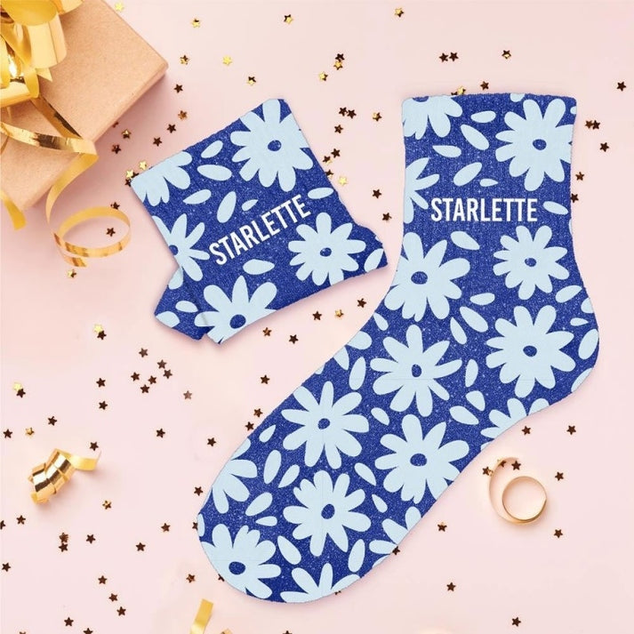 chaussettes pailletées colorées starlette imprimé floral taille 36 42
