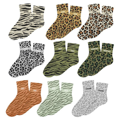 Chaussettes Pailletées Colorées Fantaisie – Mot & Imprimé Félin (36/42) JOY!