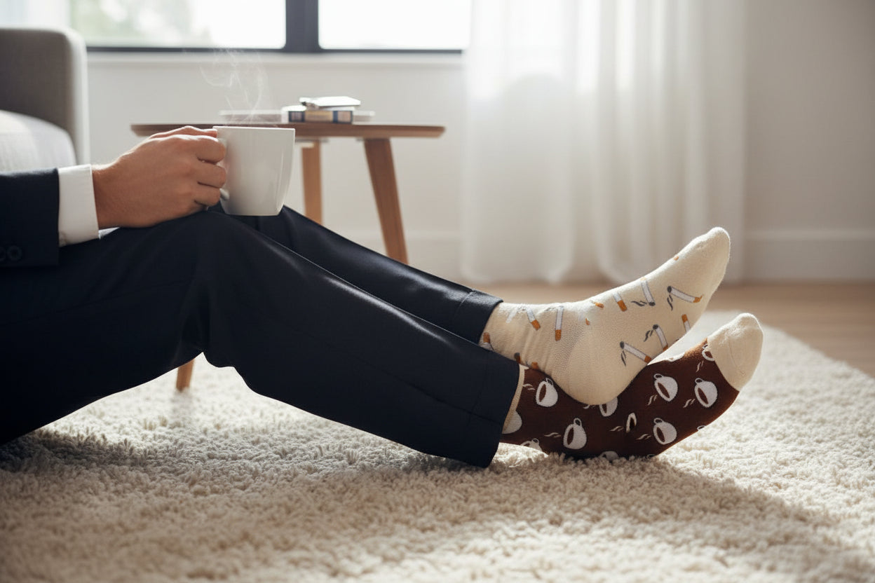 Chaussettes fantaisie Café Clop portées style décontracté adulte