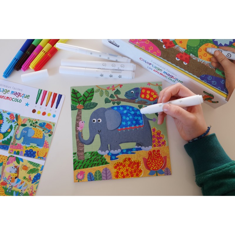 Tableaux Faciles – Coloriage magique "Les Animocolo" (CREALIGN) | Coffret 6 tableaux feutrine Créa lign