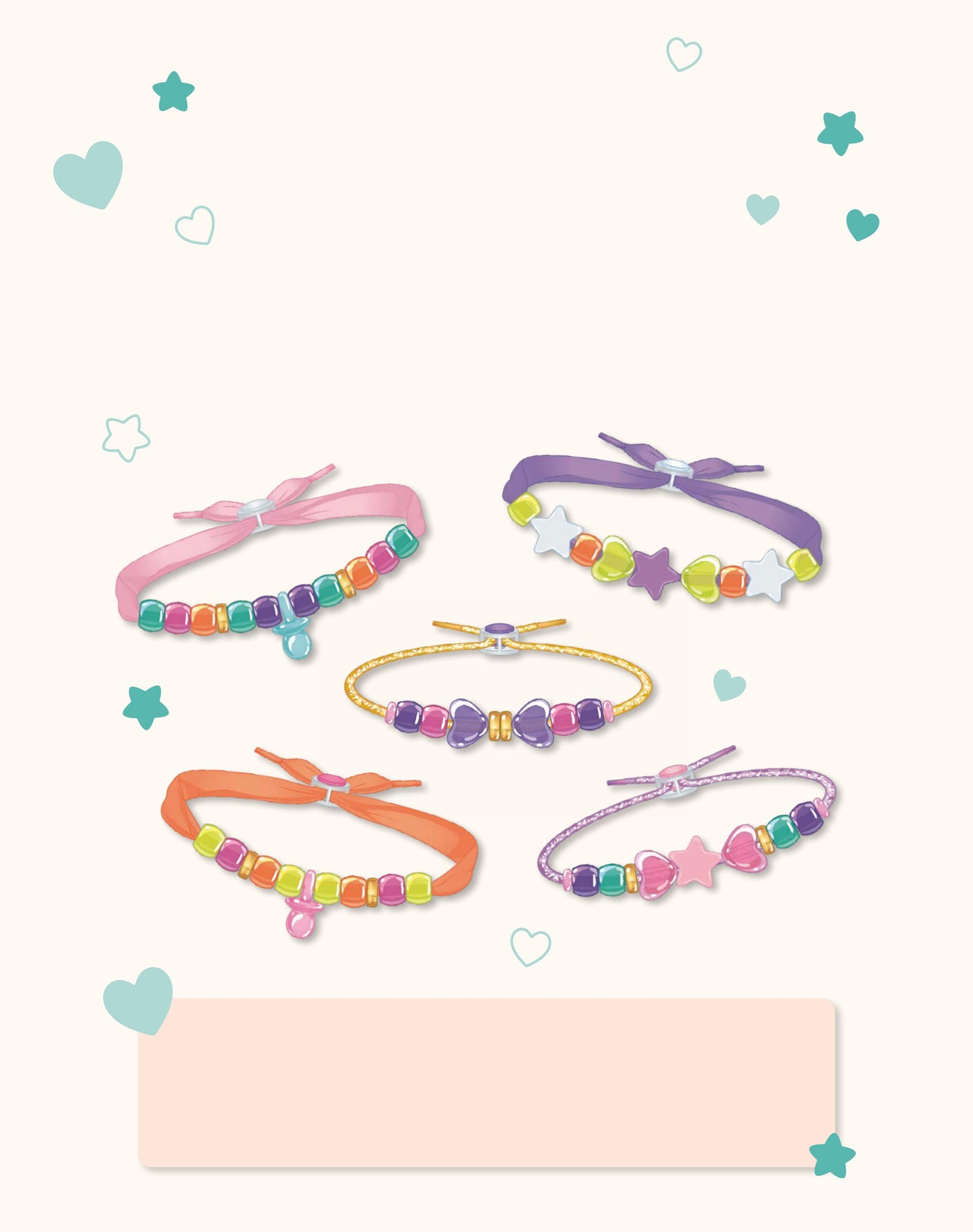 Contenu du coffret création bracelets avec rubans liens perles breloques et fermoirs