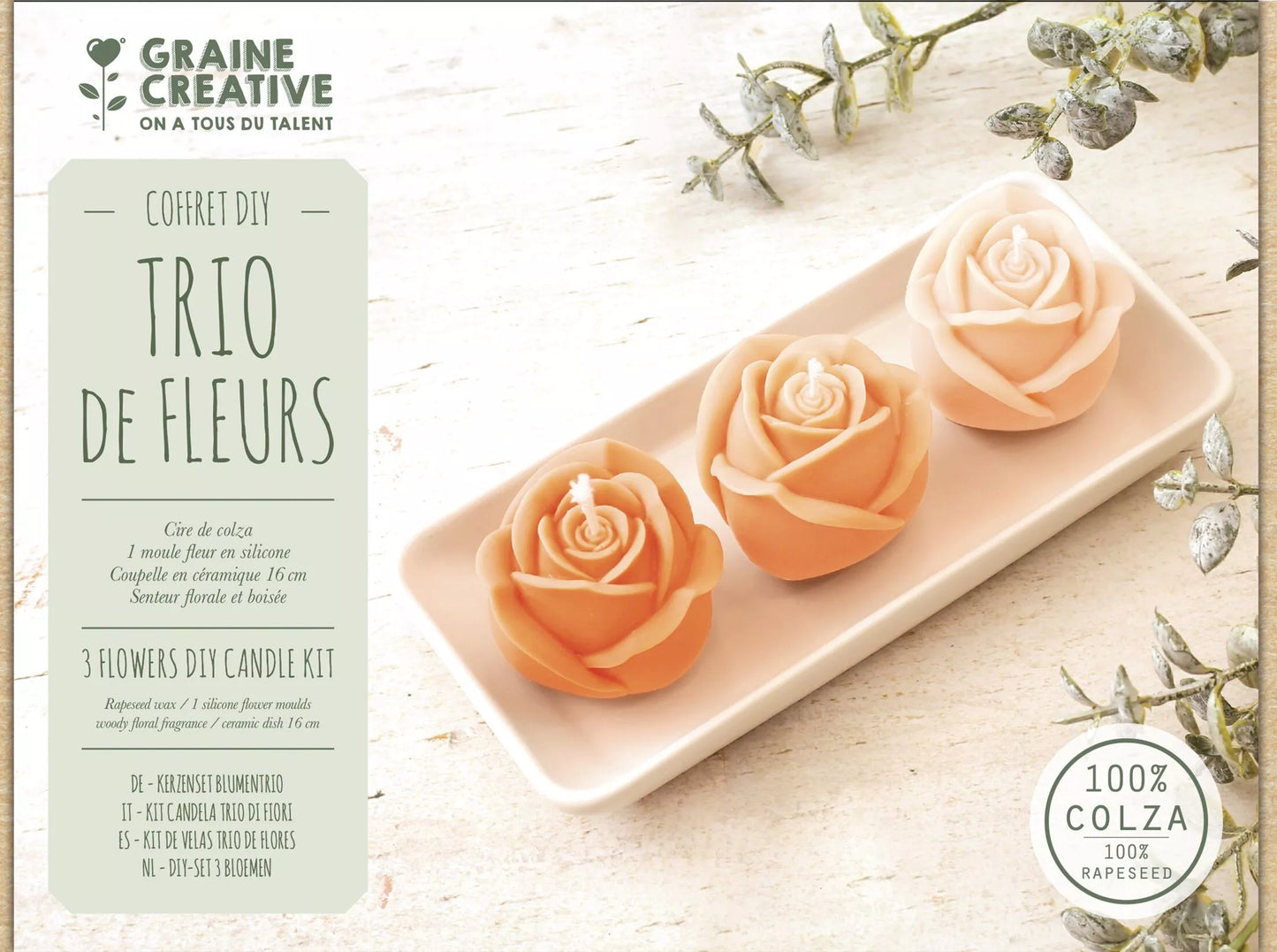 Coffret DIY Bougies Trio de Fleurs – Kit Création Bougies Graine Créative GRAINE CREATIVE